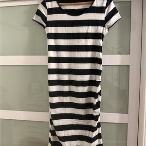 Isabel Maternity by Ingrid & Isabel Black and White Striped Midi Dress